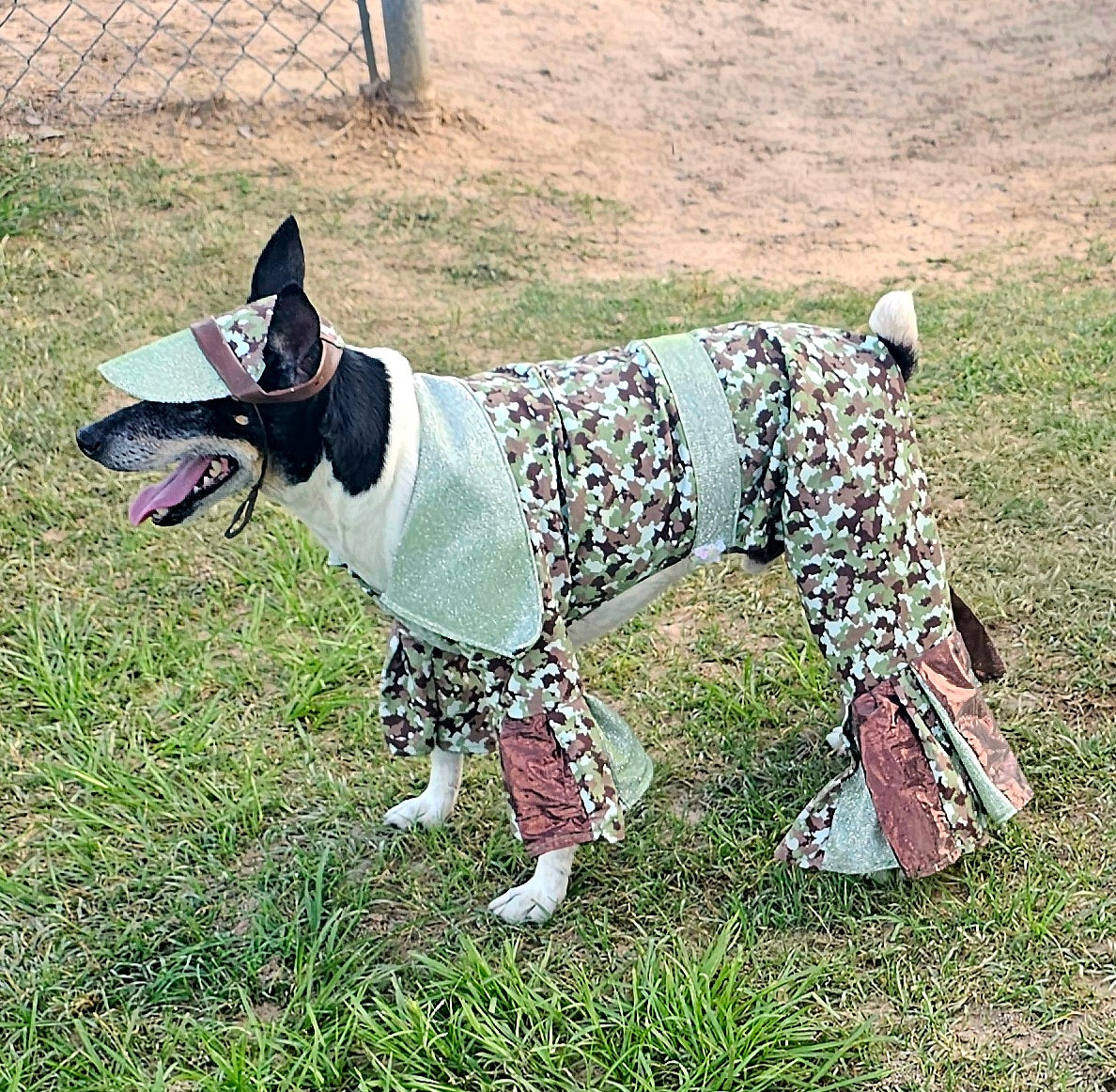 Camouflage pet body suit, Camouflage glitter pet costume, Camouflage dog suit, Camouflage cat costume, Camouflage pet hat