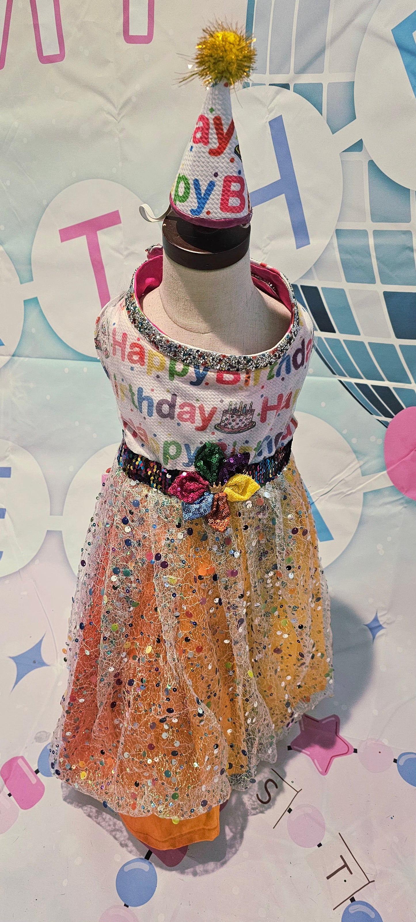 Happy Birthday Pet dress, Birthday confetti pet dress, Birthday sequin dog dress, Birthday cat dress, Happy Birthday Pet costume, celebration Pet