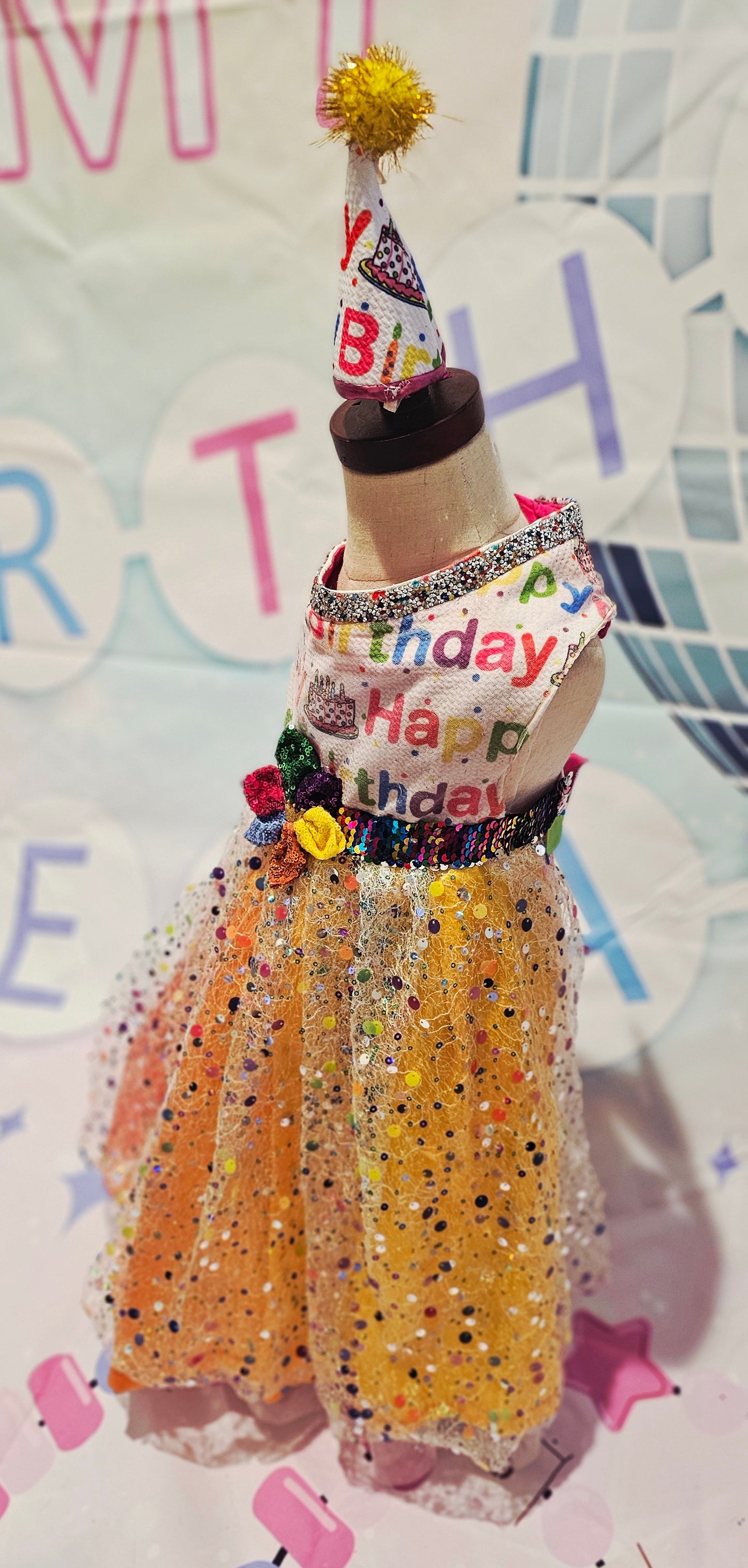 Happy Birthday Pet dress, Birthday confetti pet dress, Birthday sequin dog dress, Birthday cat dress, Happy Birthday Pet costume, celebration Pet