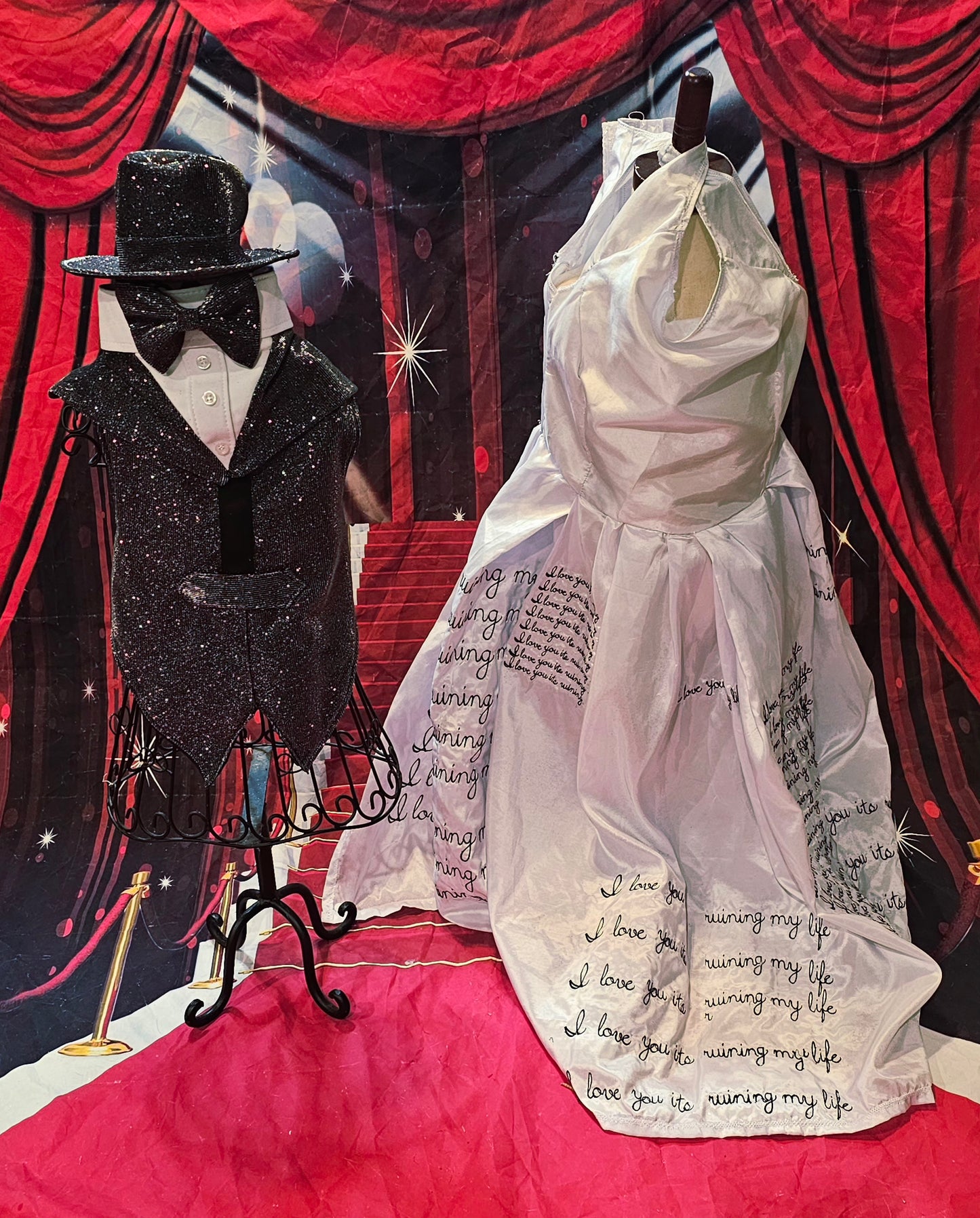 Glitter pet vest and top hat, Pet suit and top hat