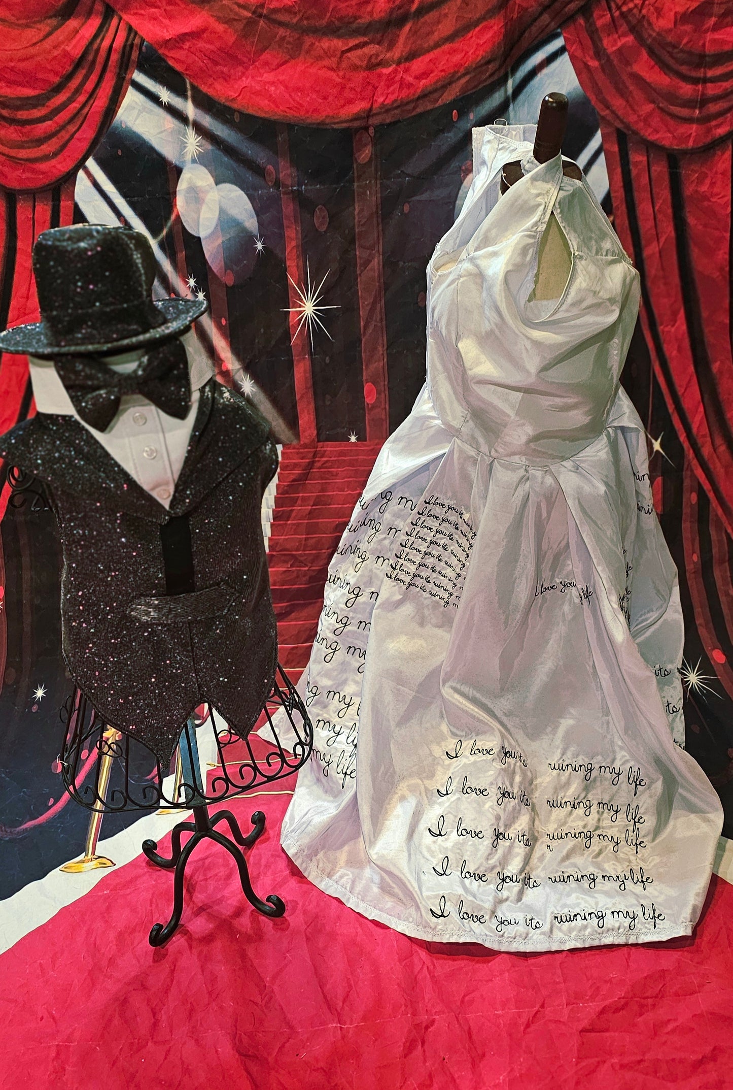 Glitter pet vest and top hat, Pet suit and top hat