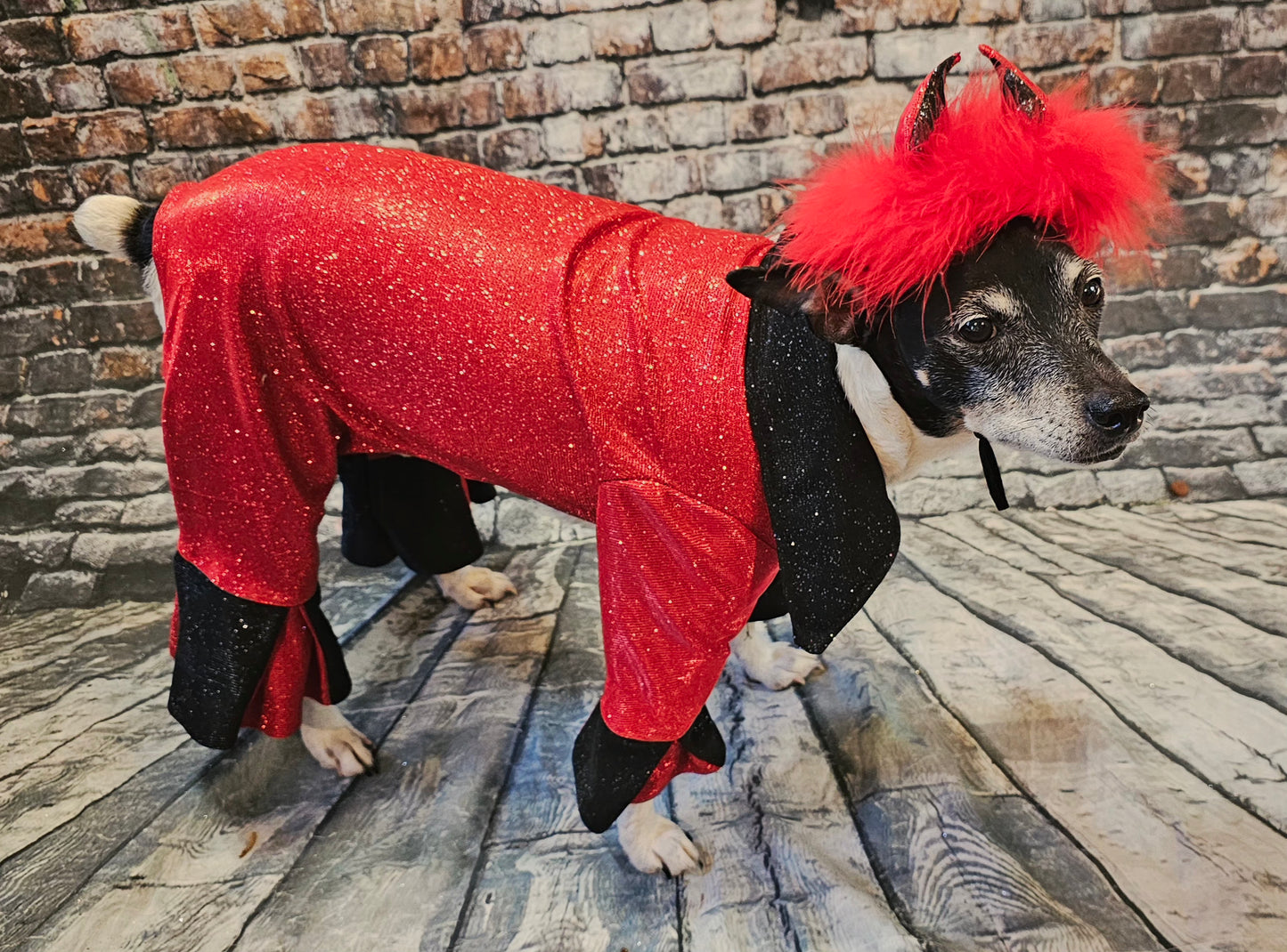 Devil glitter pet body suit, devil pet body suit, devil dog costume, devil cat costume
