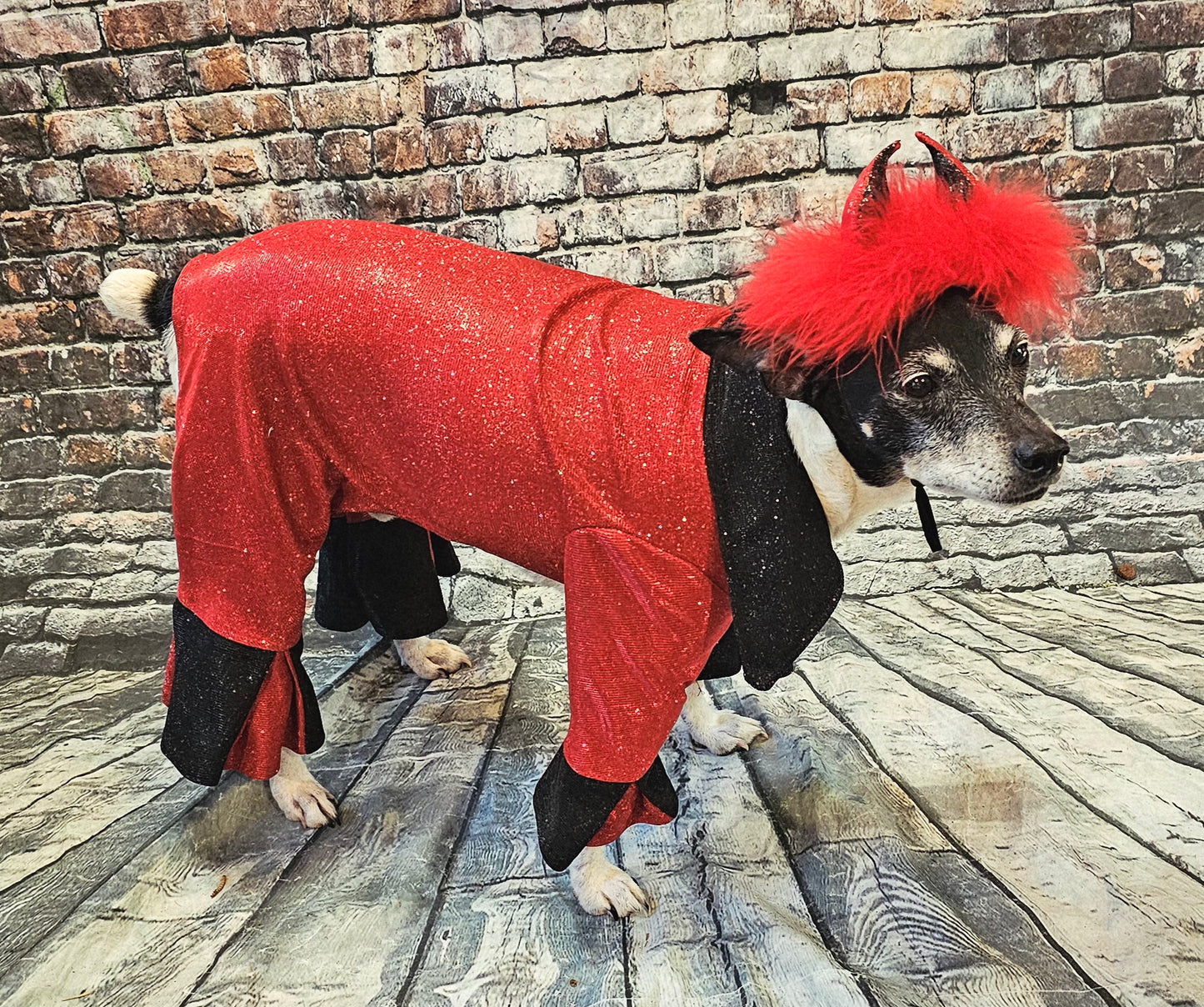 Devil glitter pet body suit, devil pet body suit, devil dog costume, devil cat costume