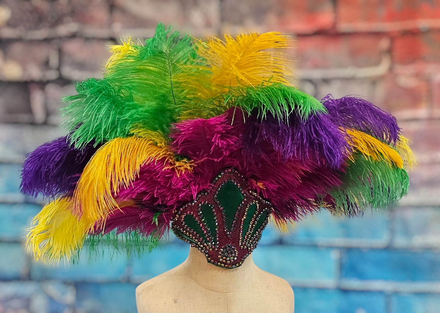 Mardi Gras pet feather showgirl headress, carnival feather pet headress