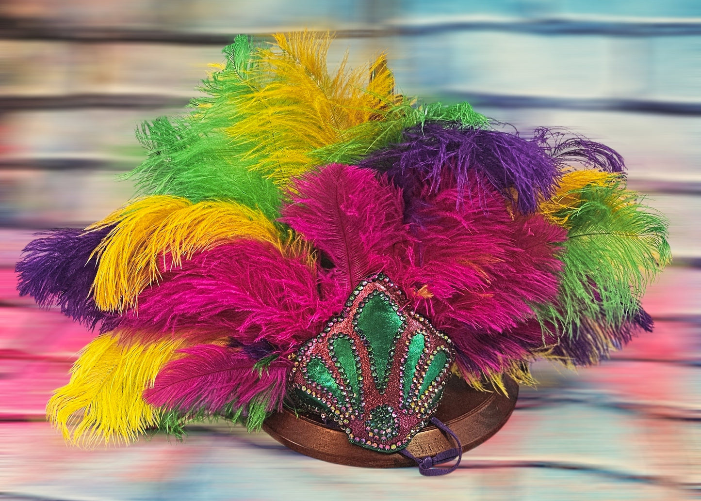 Mardi Gras pet feather showgirl headress, carnival feather pet headress