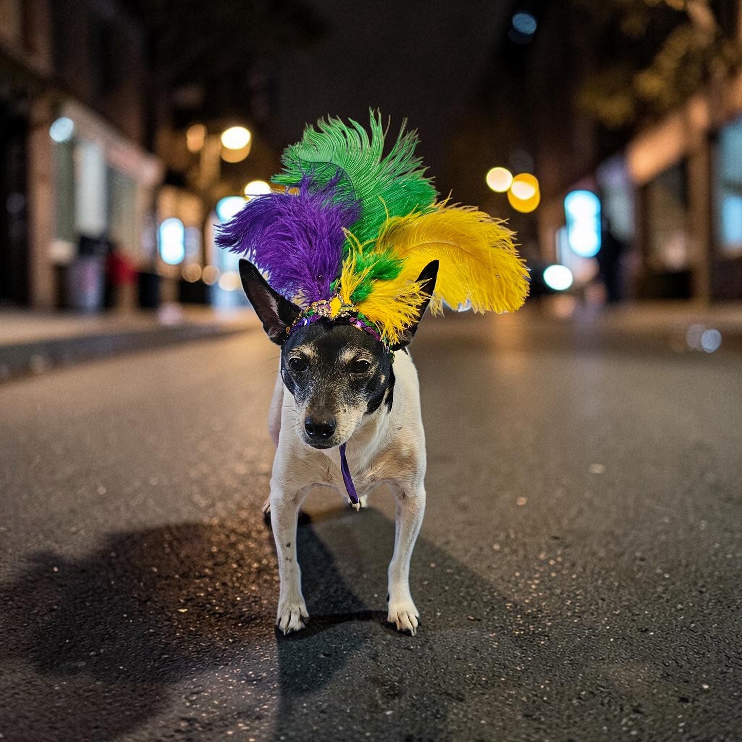 Mardi gras flapper pet headpiece, sequin feather dog headpiece