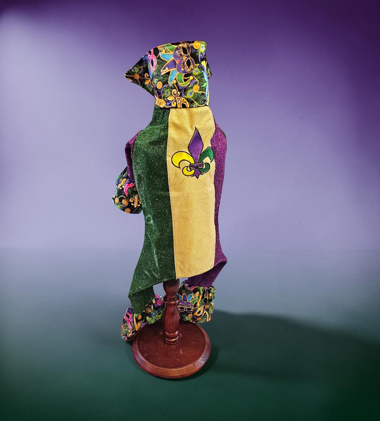 Mardi Gras pet suit, glitter Mardi Gras pet costume, Fleur De Lis pet costume
