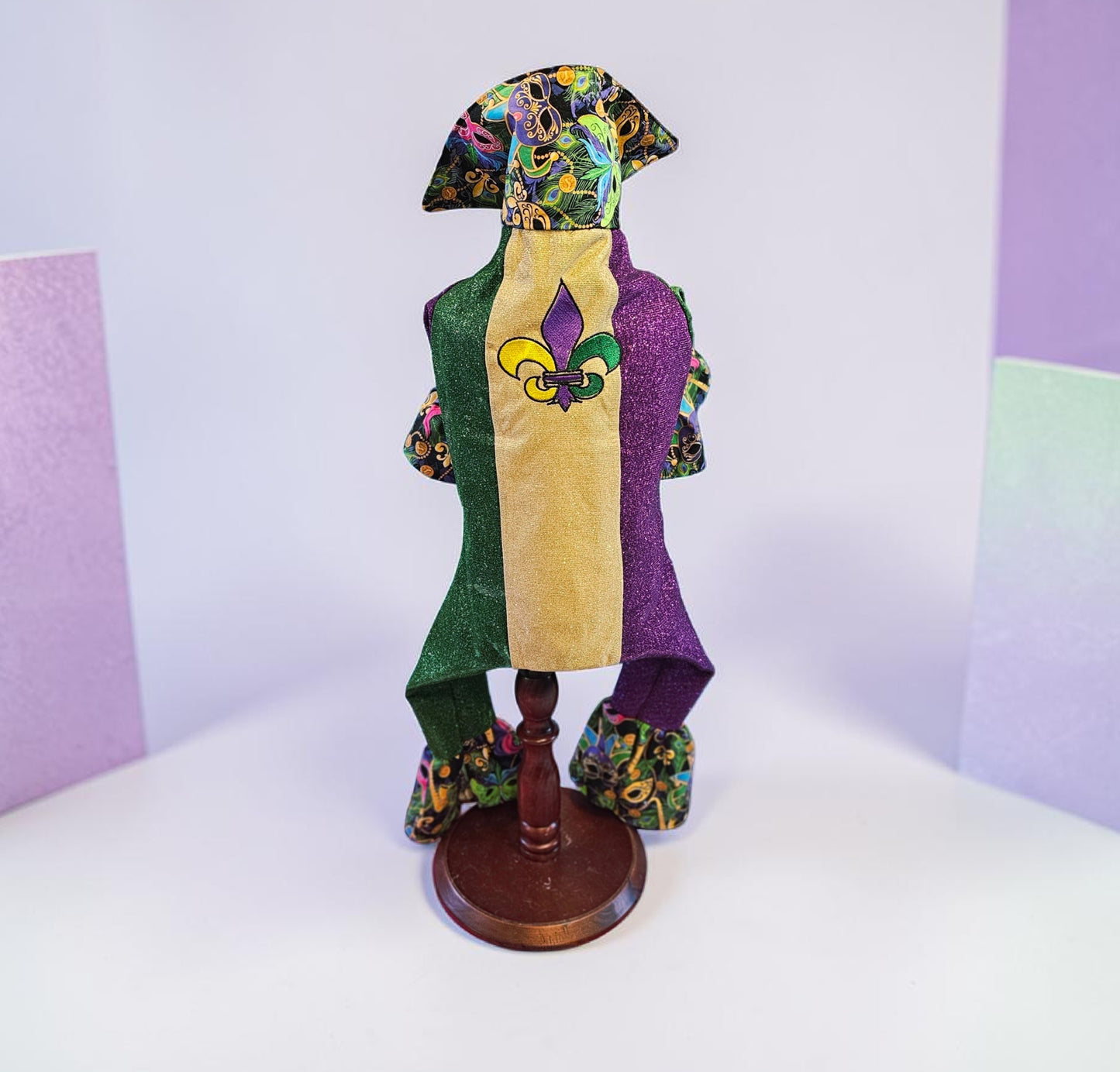 Mardi Gras pet suit, glitter Mardi Gras pet costume, Fleur De Lis pet costume