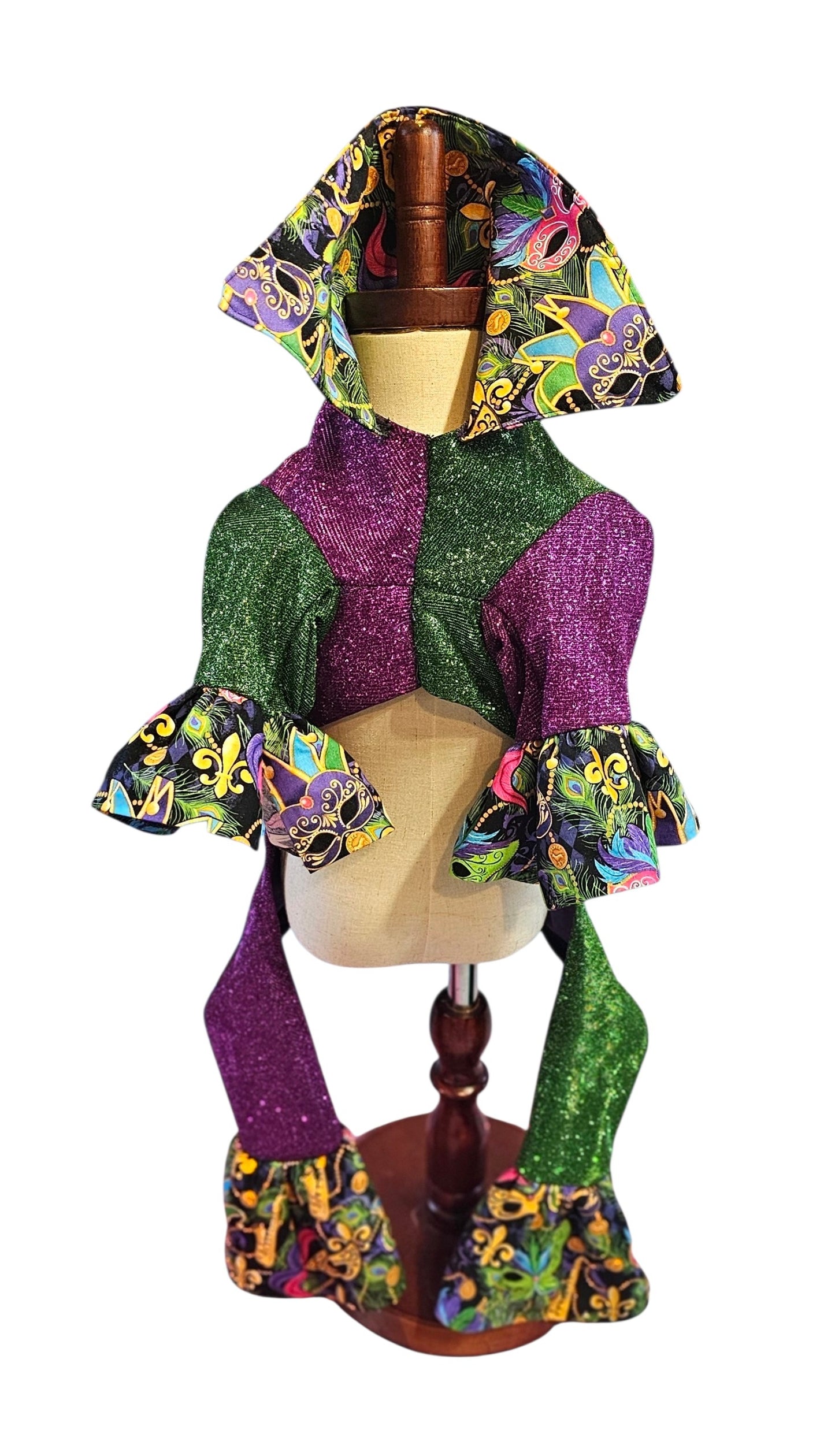 Mardi Gras pet suit, glitter Mardi Gras pet costume, Fleur De Lis pet costume