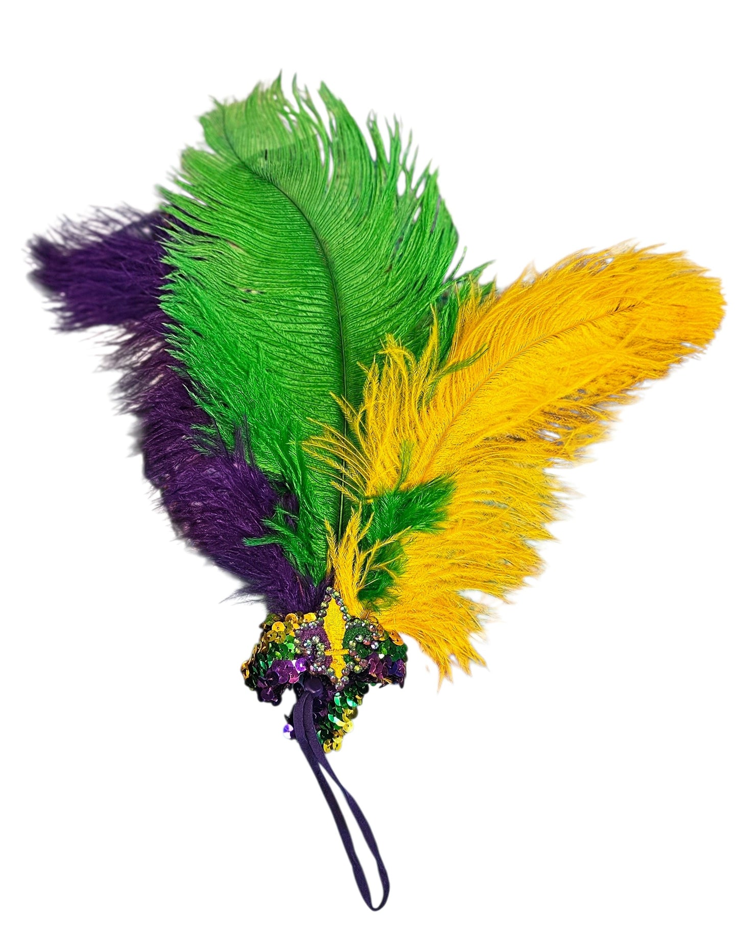 Mardi gras flapper pet headpiece, sequin feather dog headpiece