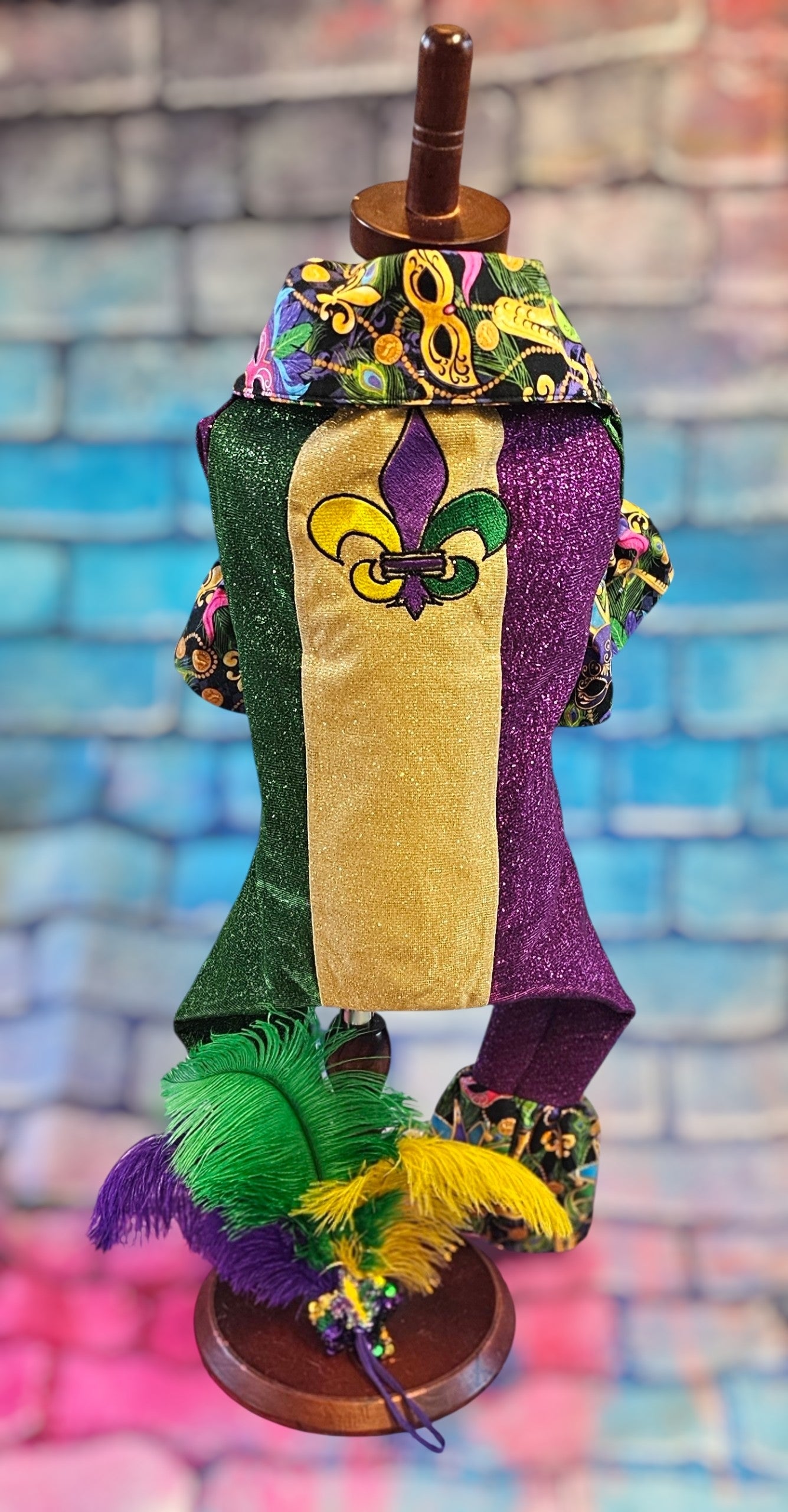 Mardi Gras pet suit, glitter Mardi Gras pet costume, Fleur De Lis pet costume