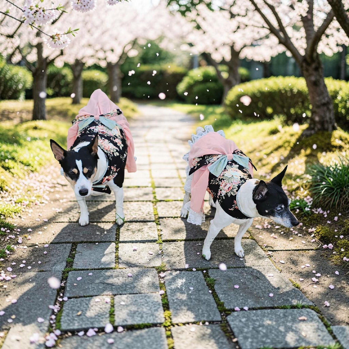 Flower Chiffon pet dress, glitter floral bow dog dress