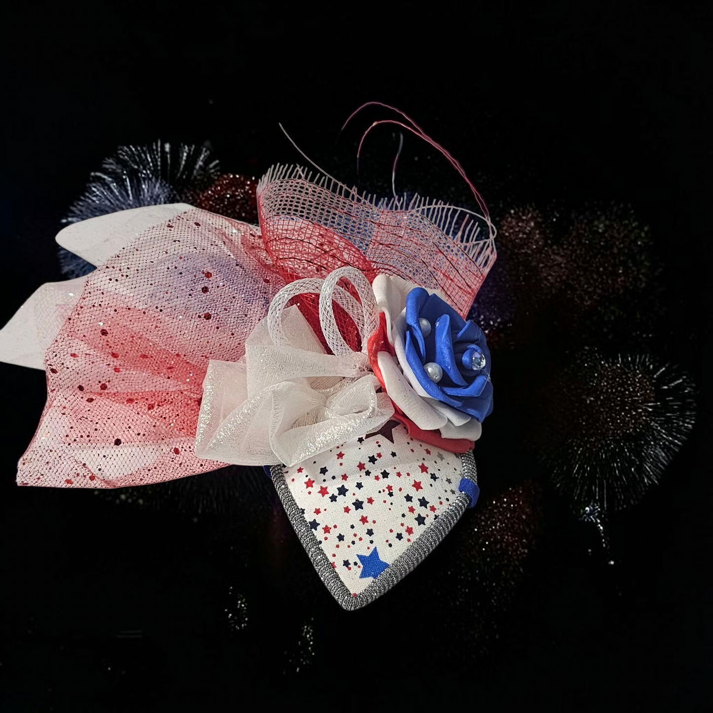 Patriotic pet fascinator hat, Patriotic Kentucky derby Pet Hat, Dog fascinator