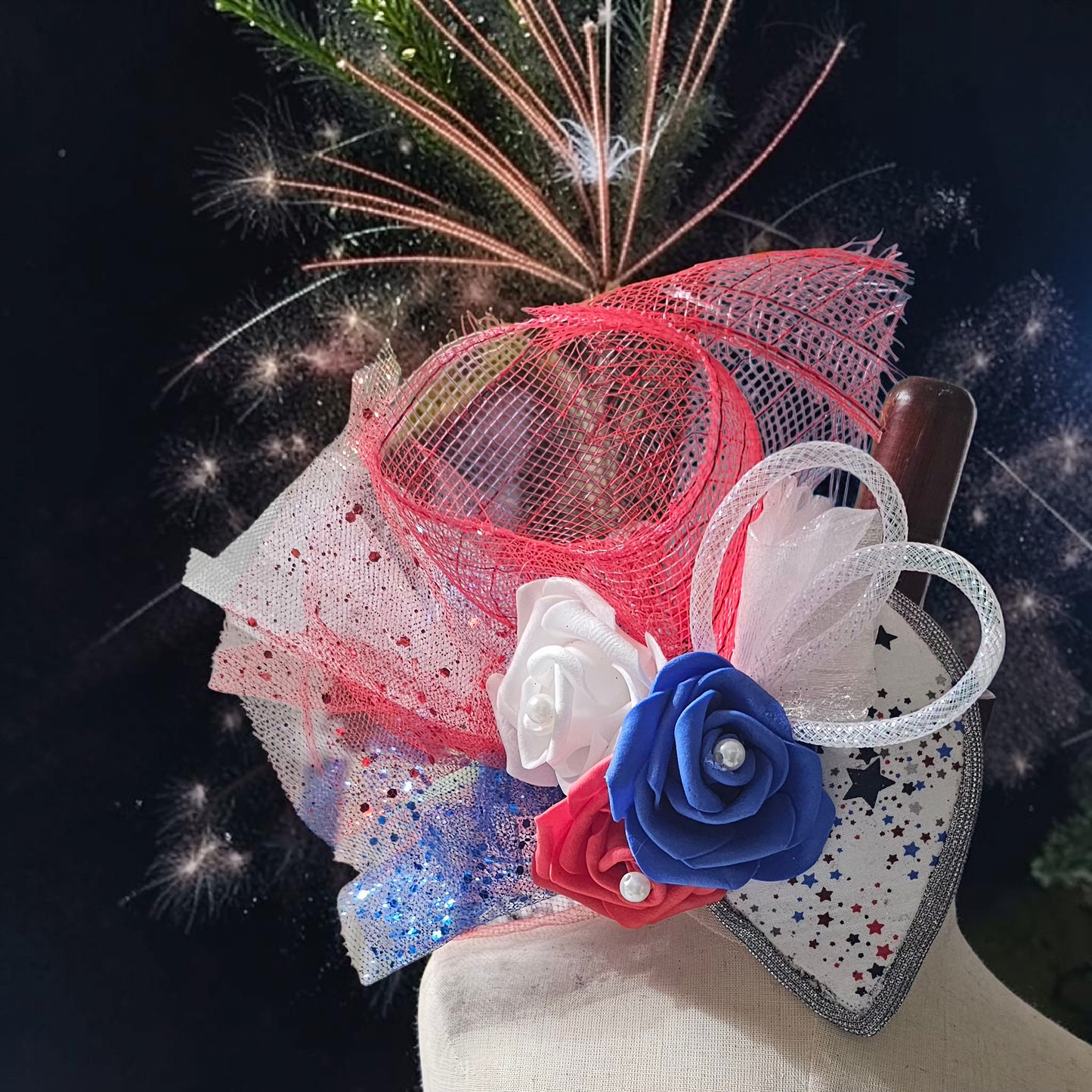 Patriotic pet fascinator hat, Patriotic Kentucky derby Pet Hat, Dog fascinator