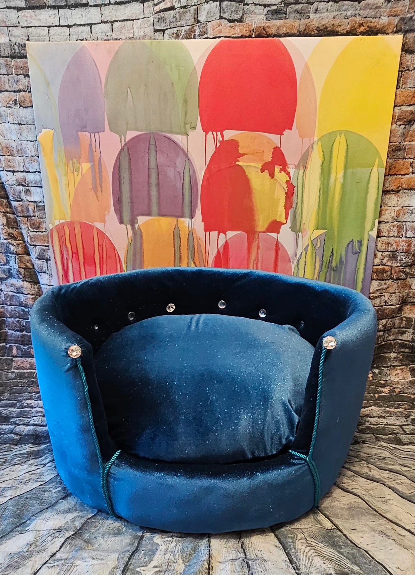 Glitter round velvet luxury pet bed, custom dog beds
