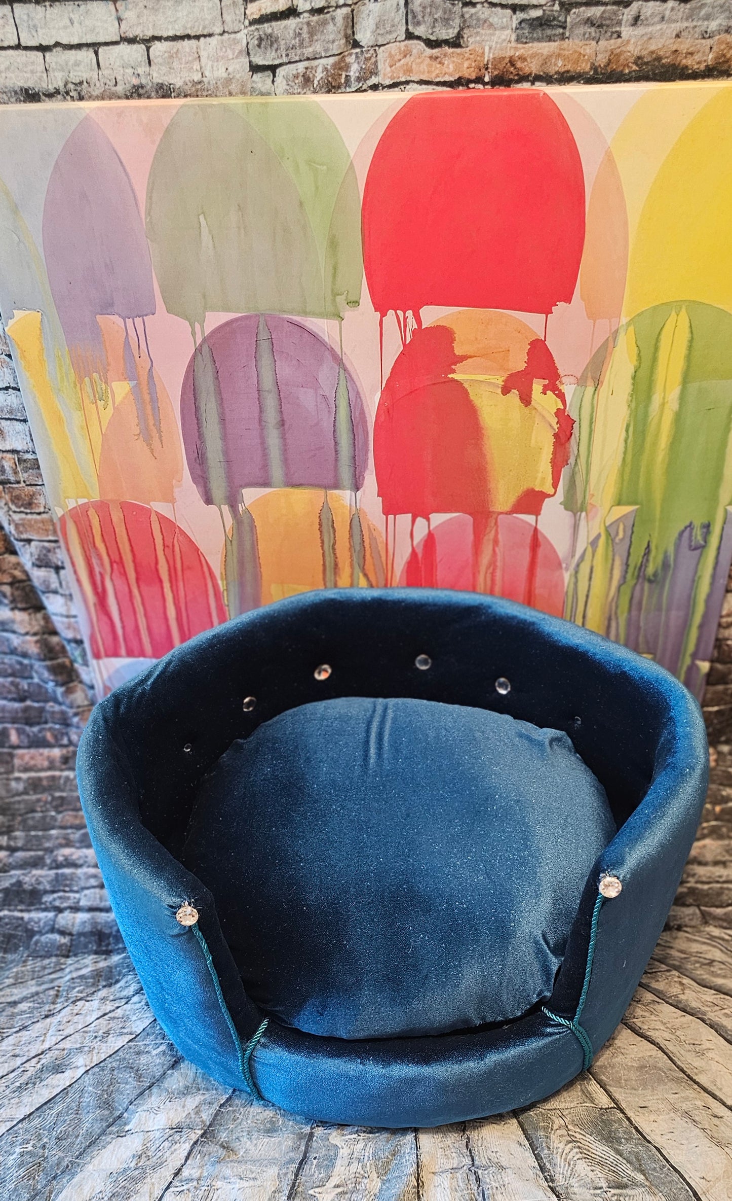 Glitter round velvet luxury pet bed, custom dog beds