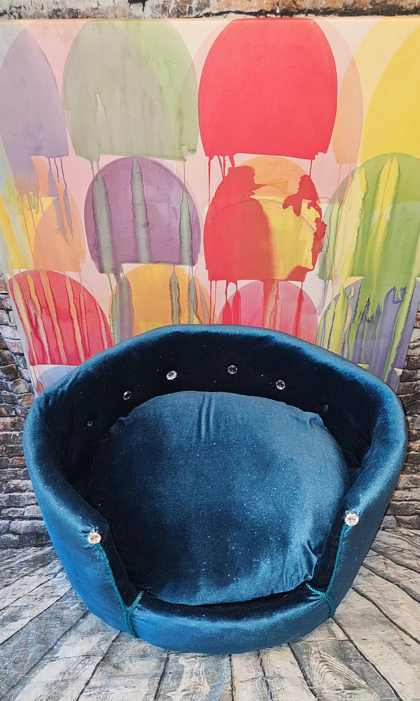 Glitter round velvet luxury pet bed, custom dog beds