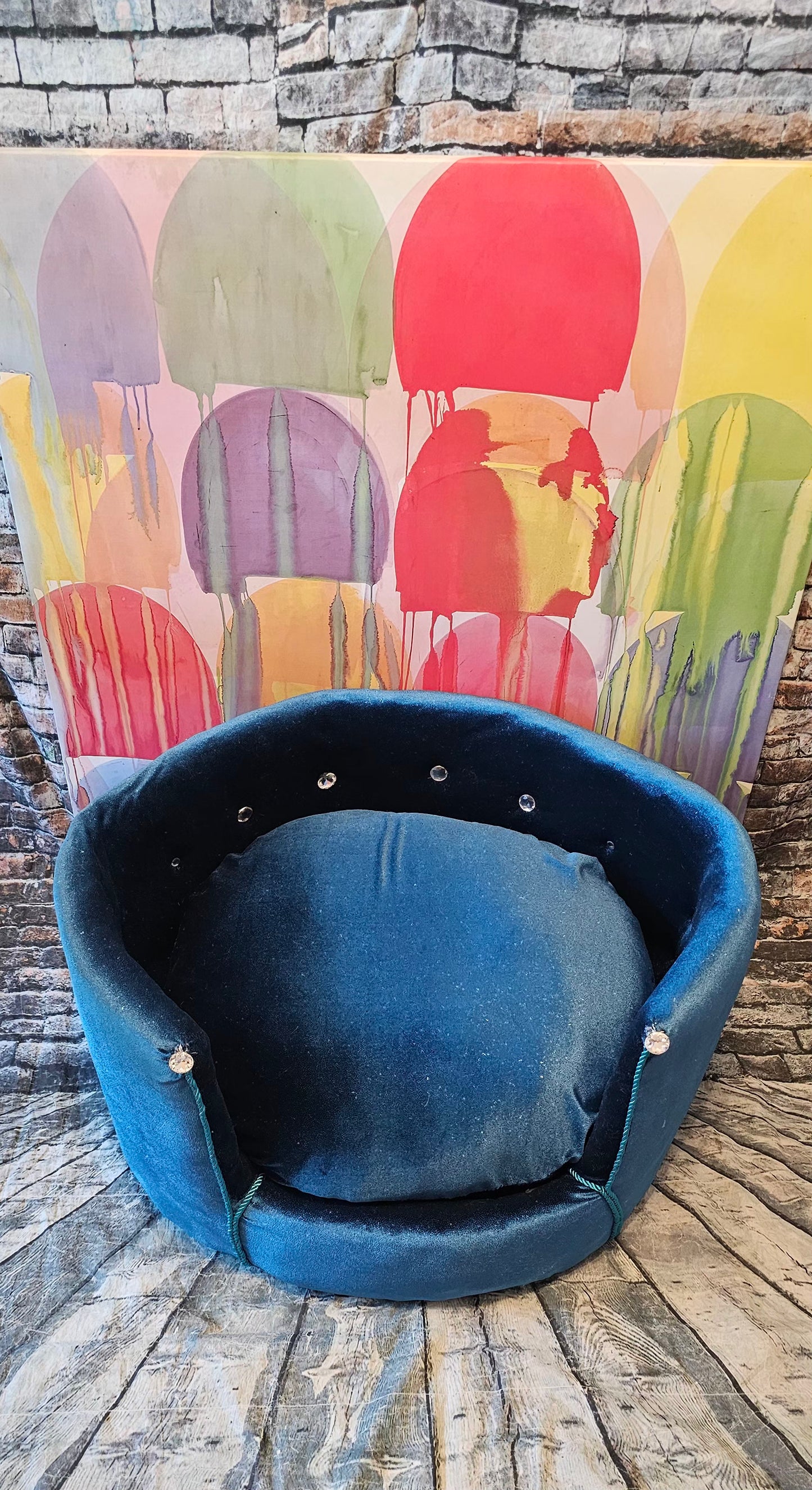 Glitter round velvet luxury pet bed, custom dog beds