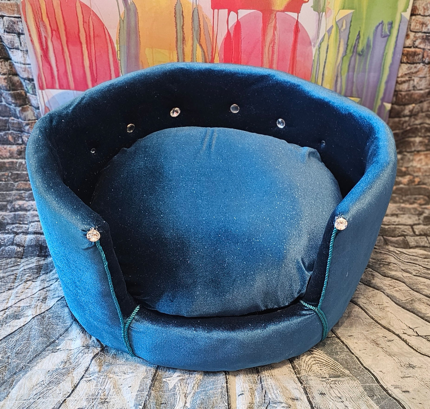 Glitter round velvet luxury pet bed, custom dog beds