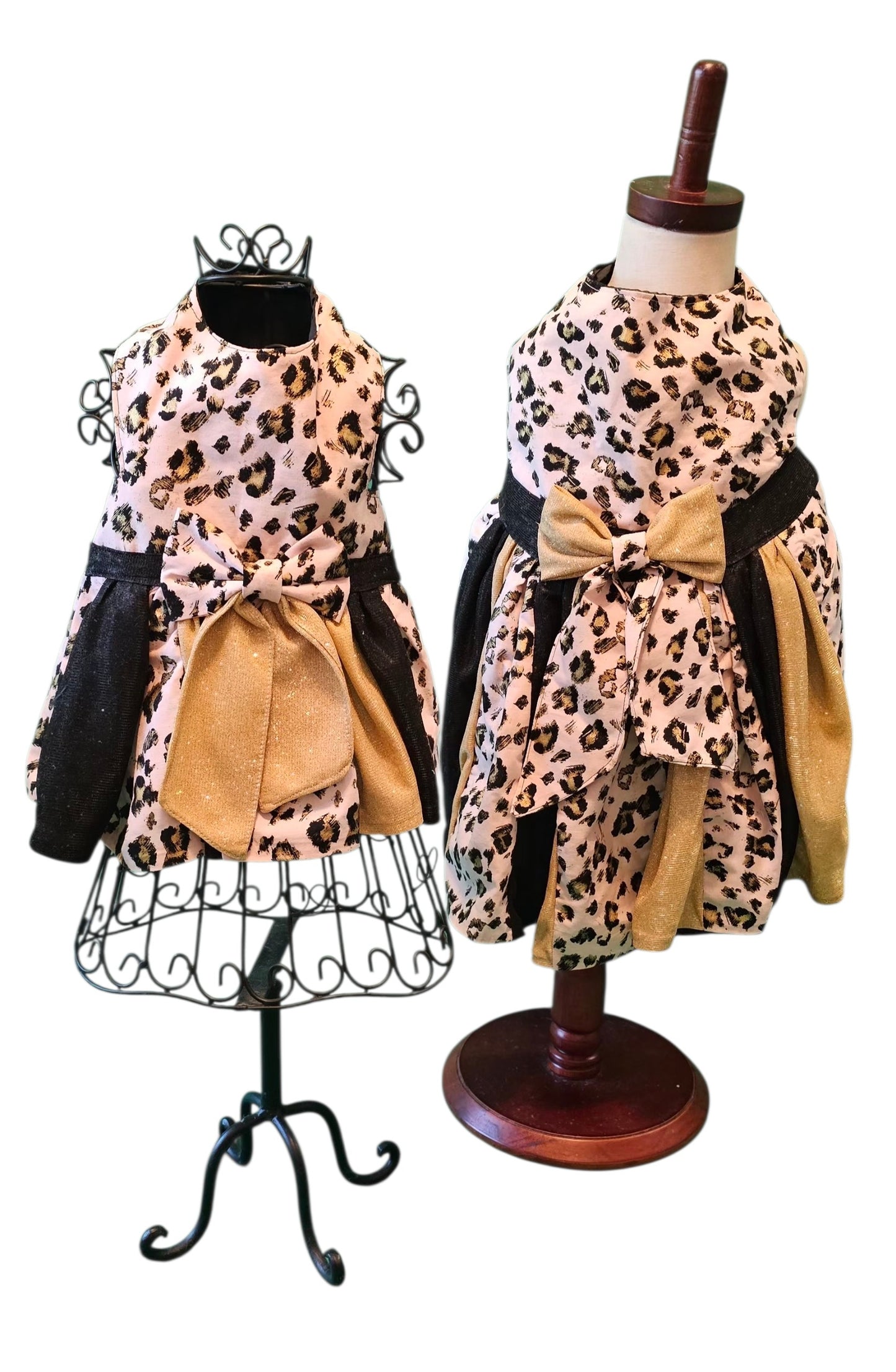 Pink leopard glitter pet dress, leopard dog dress