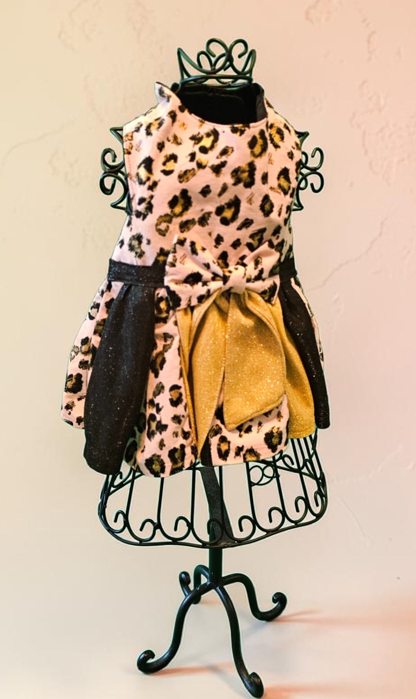 Pink leopard glitter pet dress, leopard dog dress