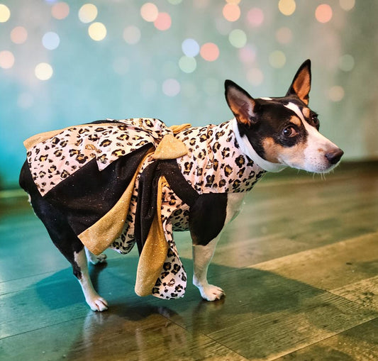 Pink leopard glitter pet dress, leopard dog dress