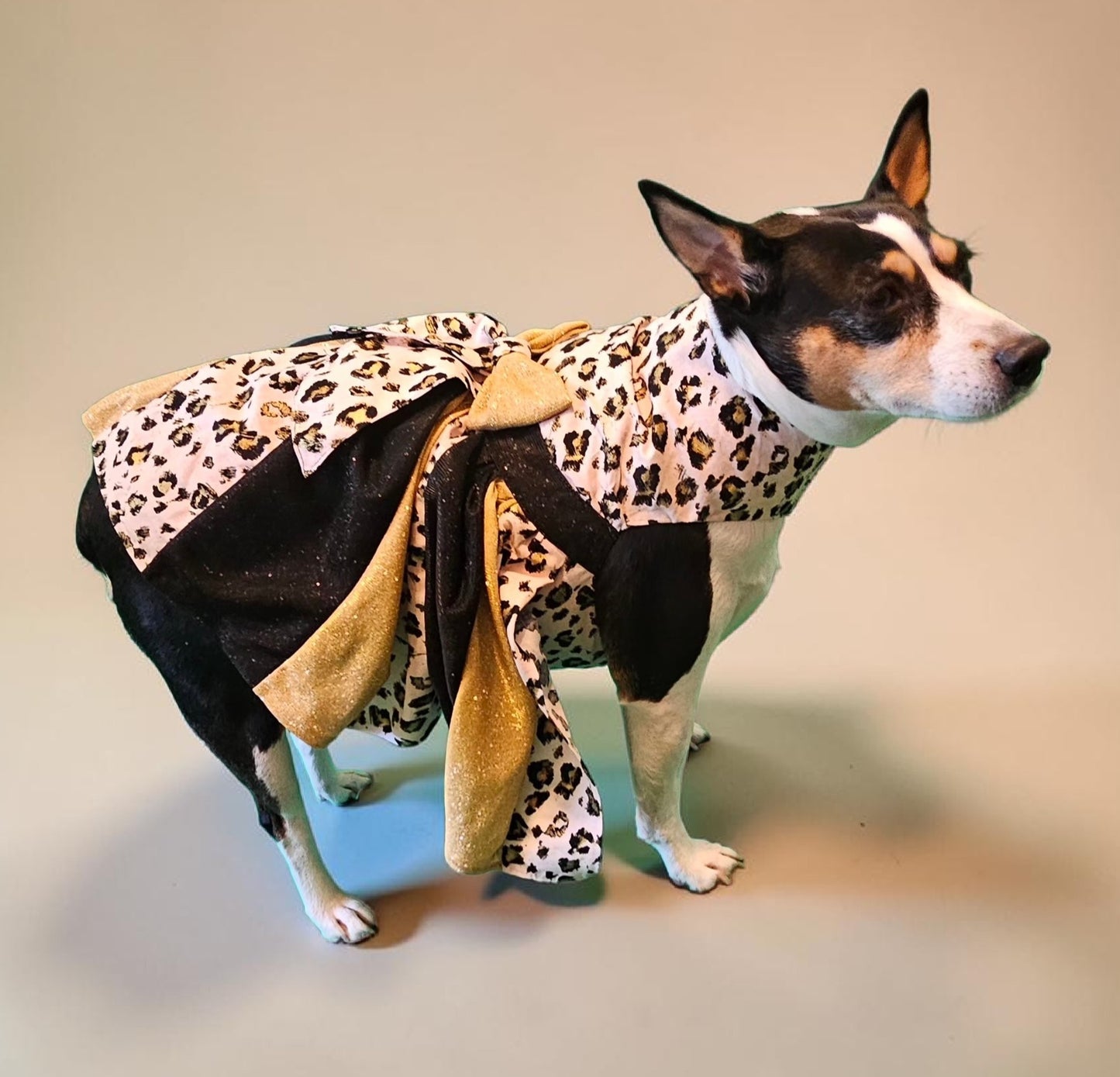 Pink leopard glitter pet dress, leopard dog dress