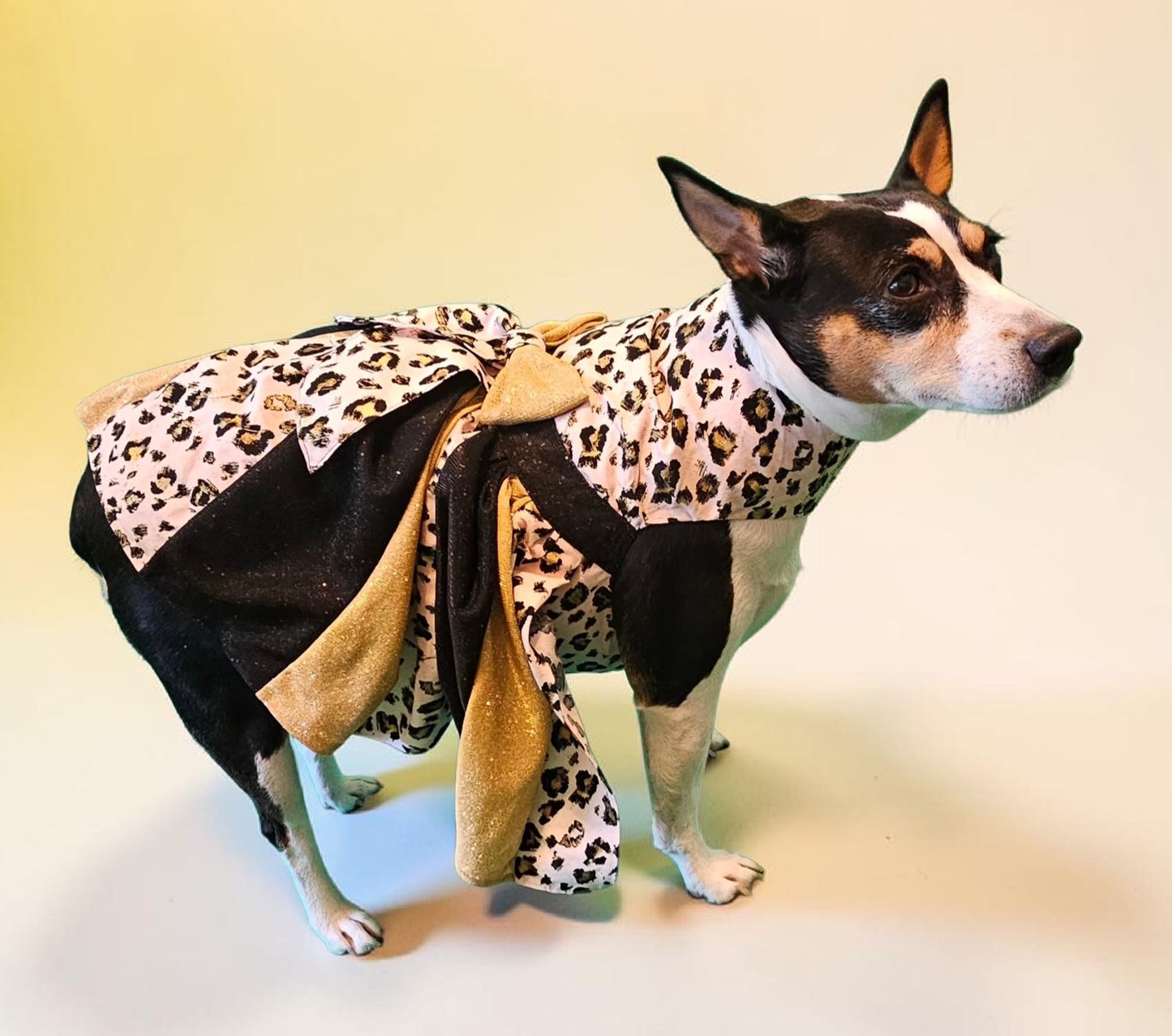 Pink leopard glitter pet dress, leopard dog dress