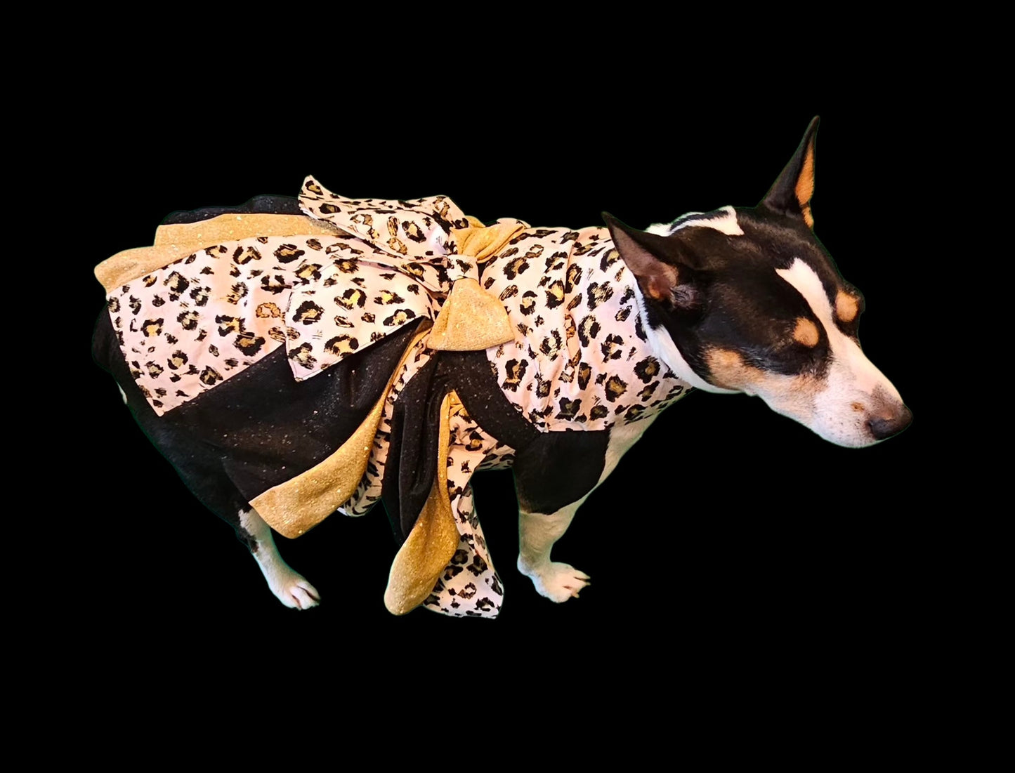 Pink leopard glitter pet dress, leopard dog dress