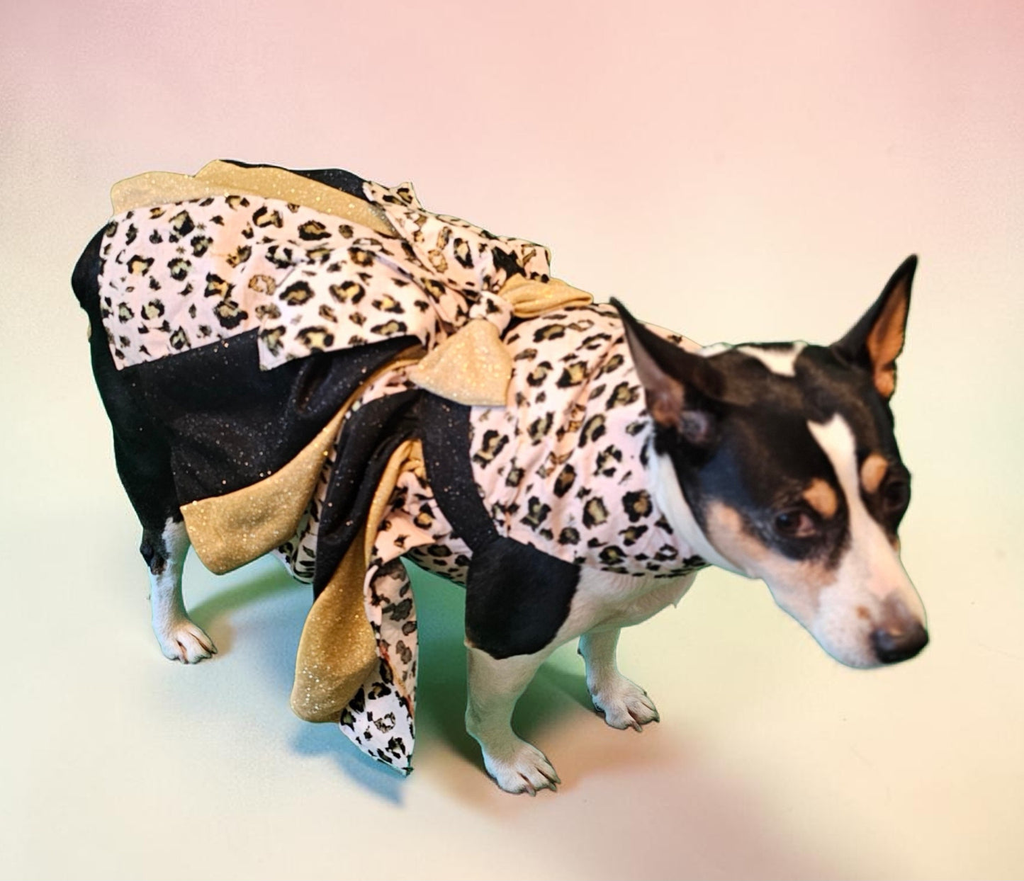 Pink leopard glitter pet dress, leopard dog dress