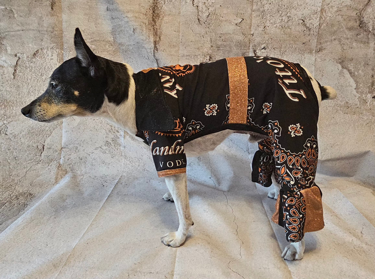 Tito's inspired pet body suit, glitter dog bodysuit, bell bottom jumper for pets