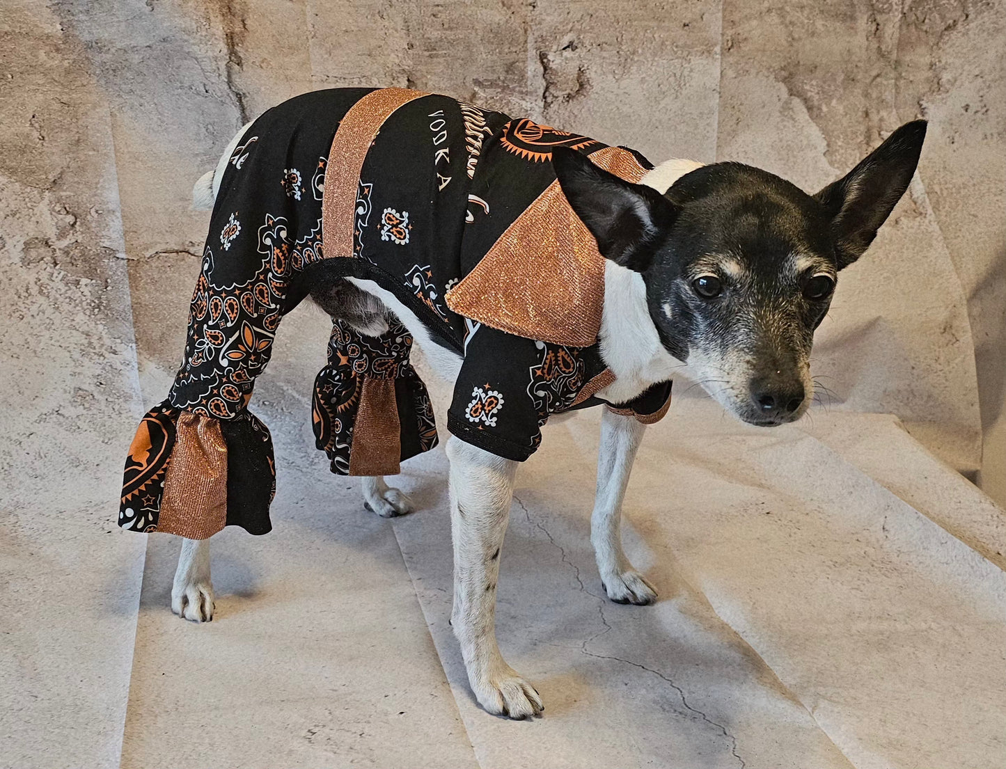 Tito's inspired pet body suit, glitter dog bodysuit, bell bottom jumper for pets