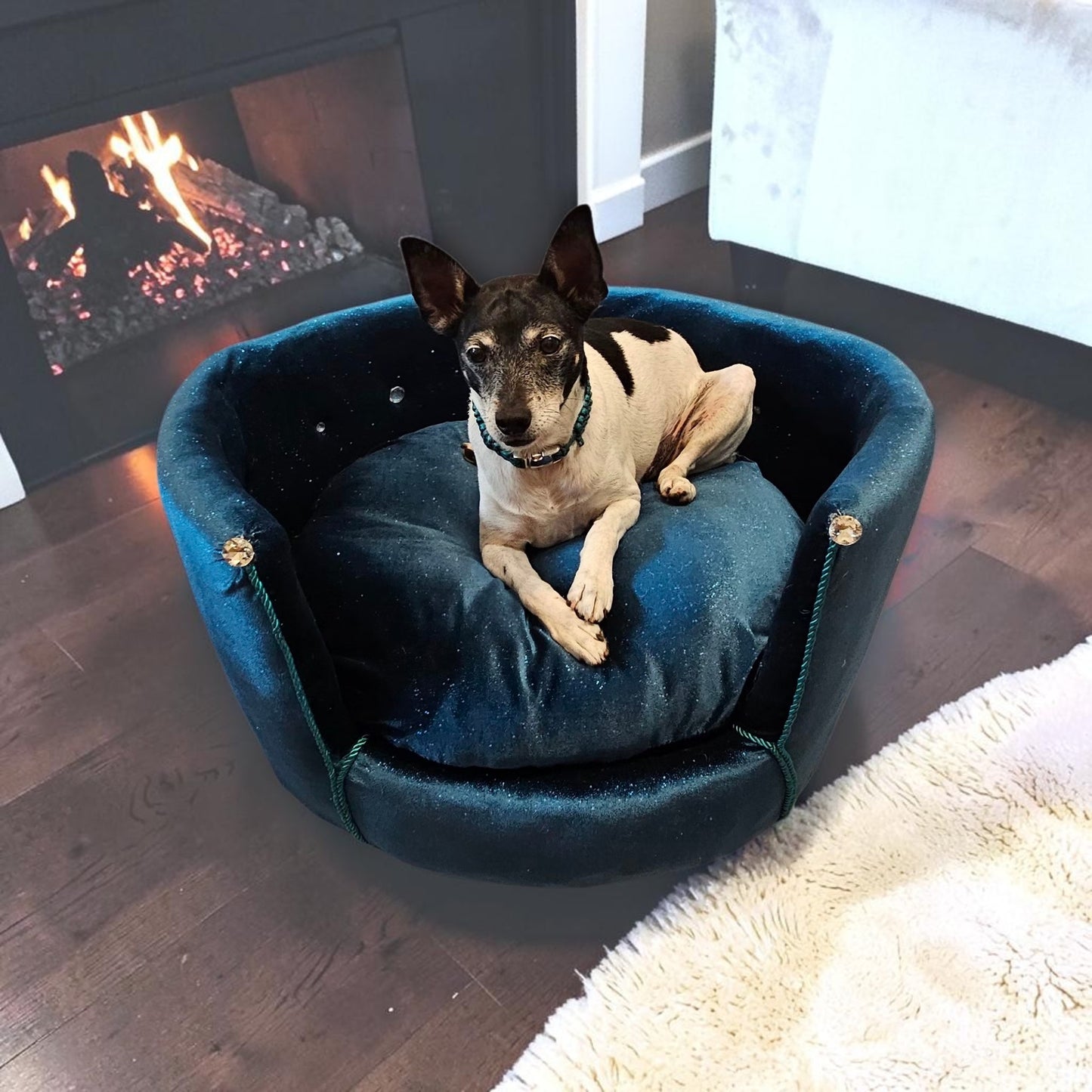 Glitter round velvet luxury pet bed, custom dog beds