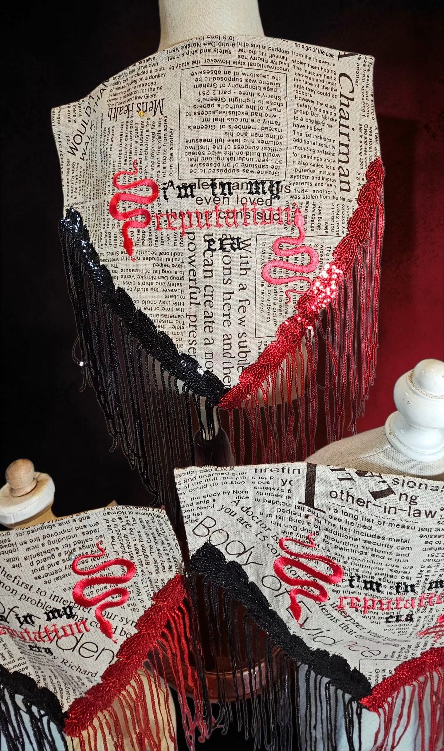 Reputation era pet bandana, sequin fringe pet bandana, newspaper print bandana, embroider pet bandana