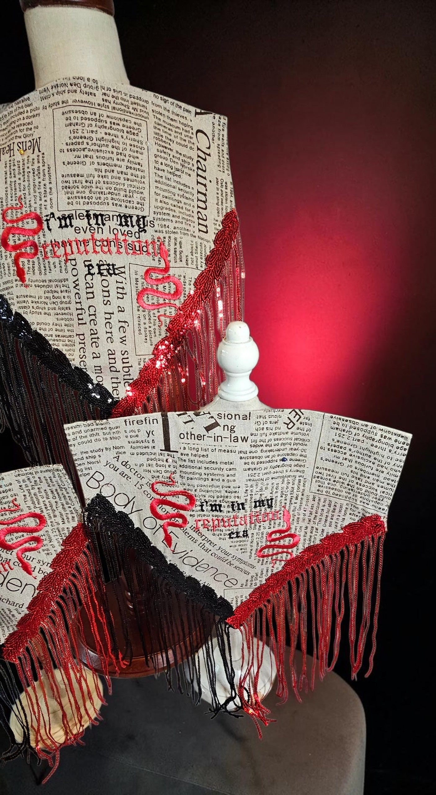 Reputation era pet bandana, sequin fringe pet bandana, newspaper print bandana, embroider pet bandana