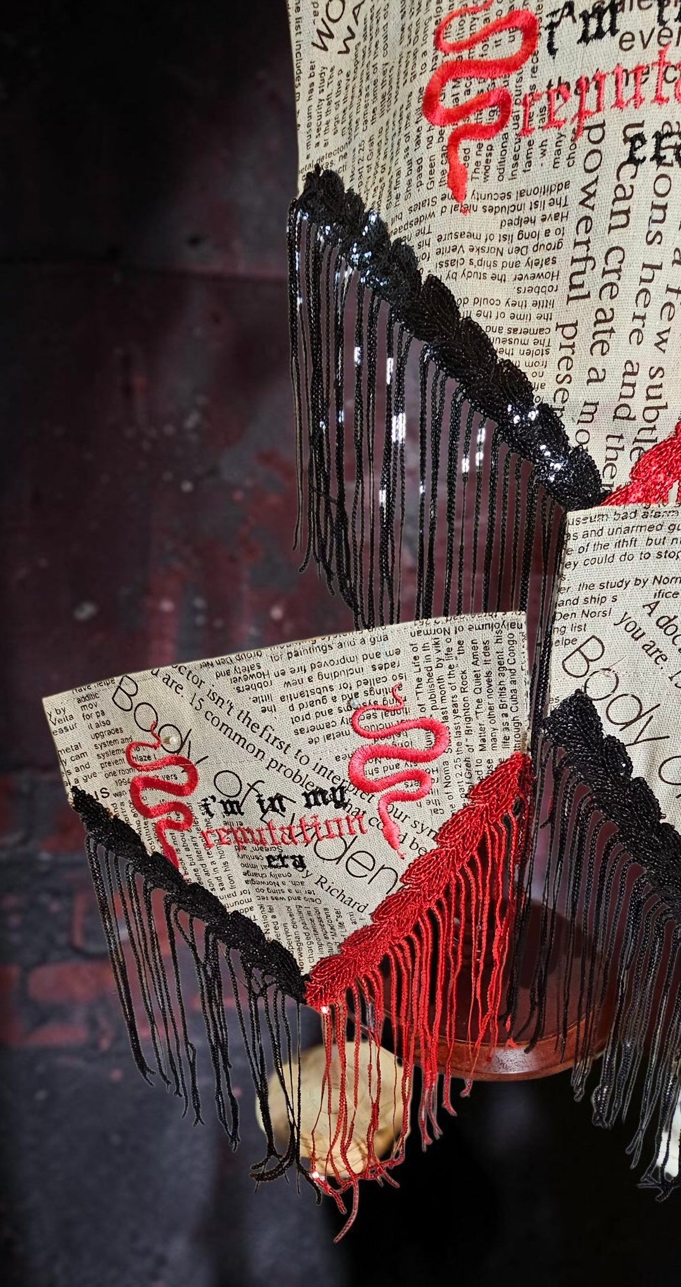 Reputation era pet bandana, sequin fringe pet bandana, newspaper print bandana, embroider pet bandana