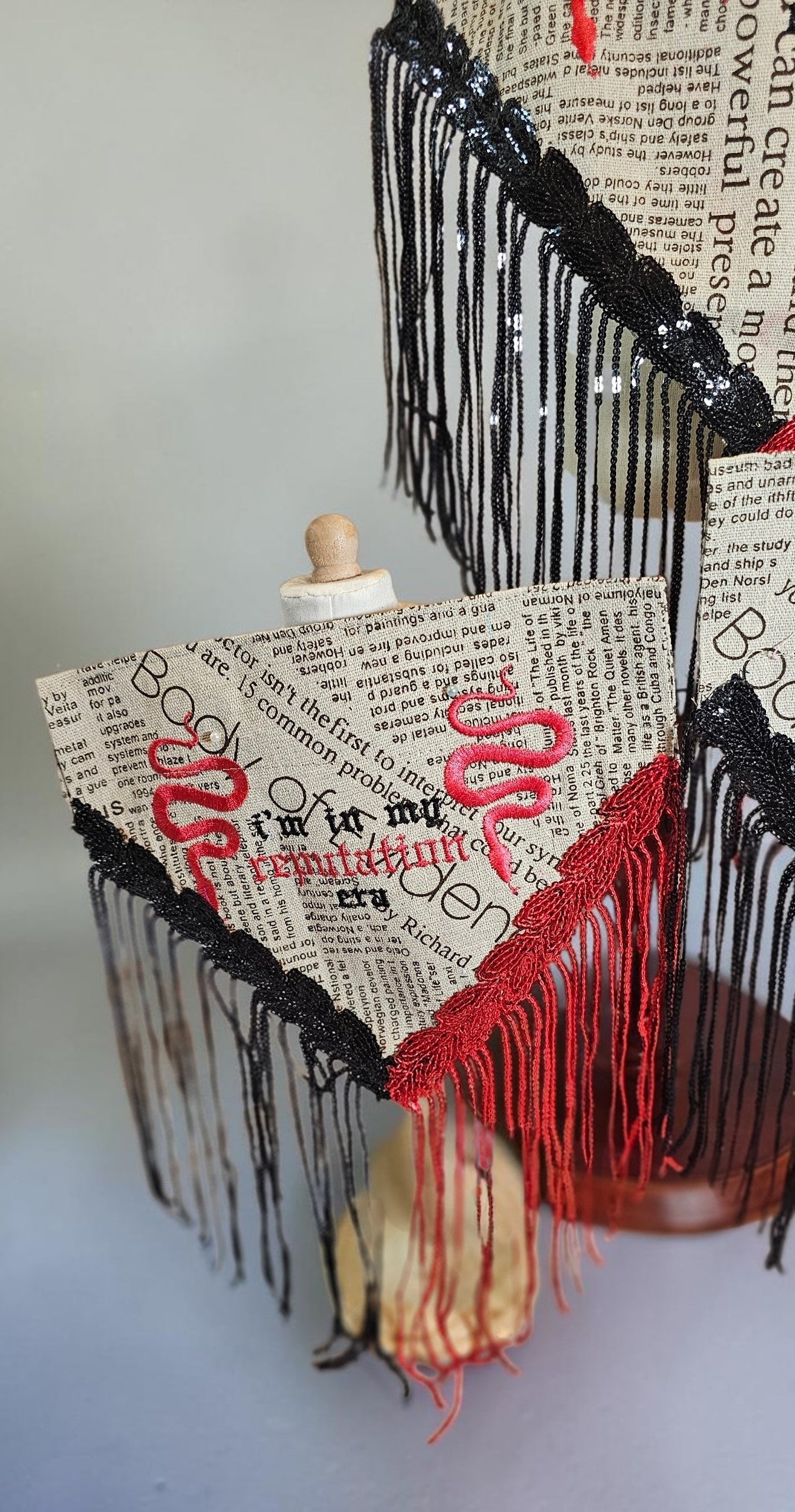 Reputation era pet bandana, sequin fringe pet bandana, newspaper print bandana, embroider pet bandana