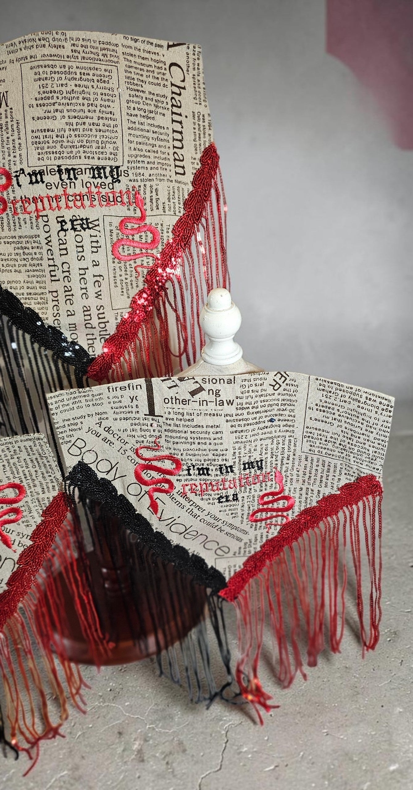 Reputation era pet bandana, sequin fringe pet bandana, newspaper print bandana, embroider pet bandana