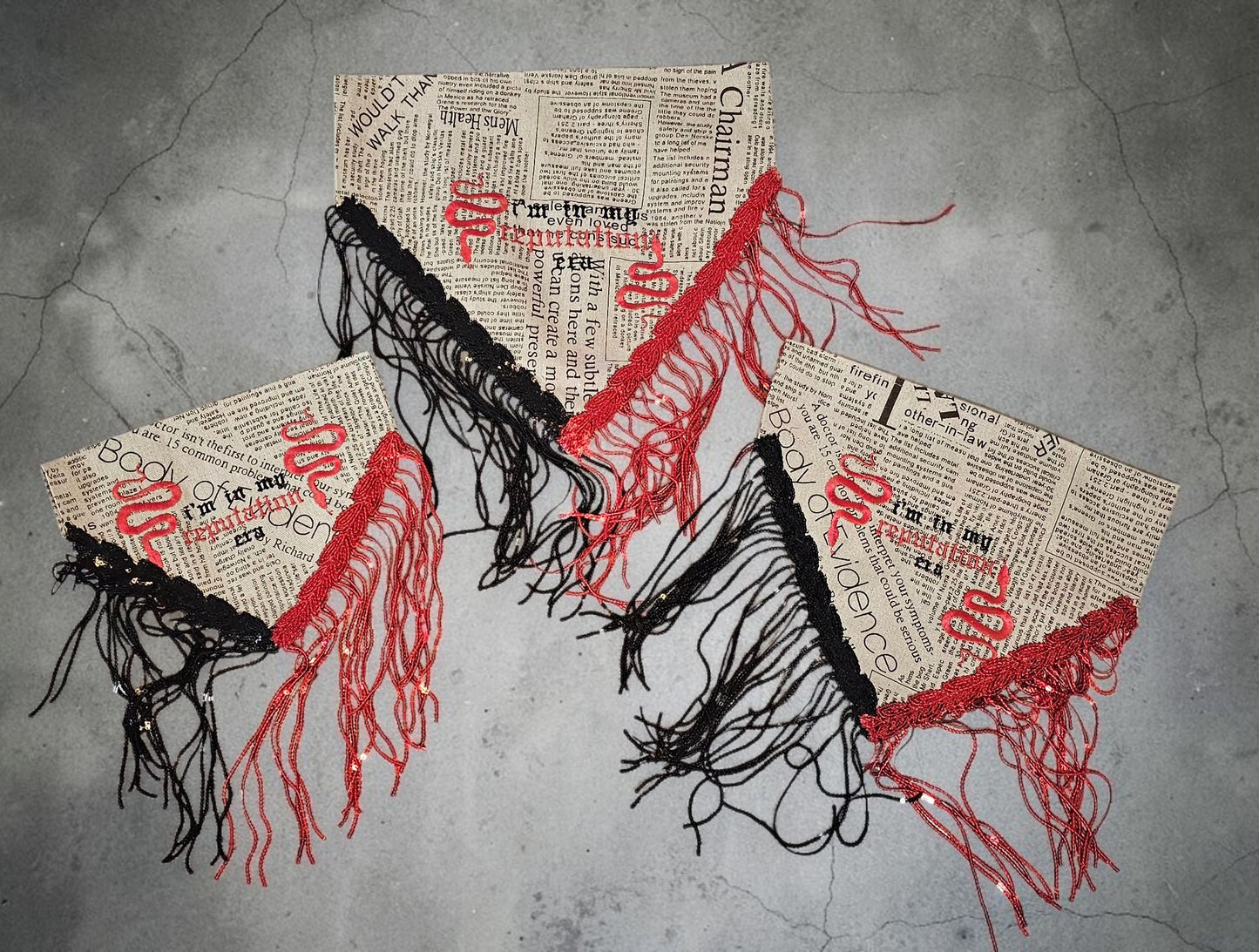 Reputation era pet bandana, sequin fringe pet bandana, newspaper print bandana, embroider pet bandana
