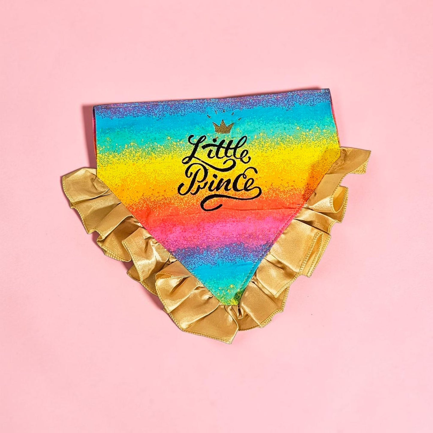 Custom embroidered pet bandana, ruffle rainbow pet bandana, slip-on dog bandana