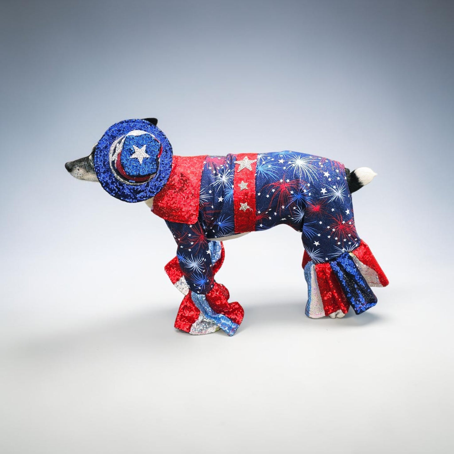 July 4th pet costume, Red, white, and blue pet costume, July 4th pet suit
