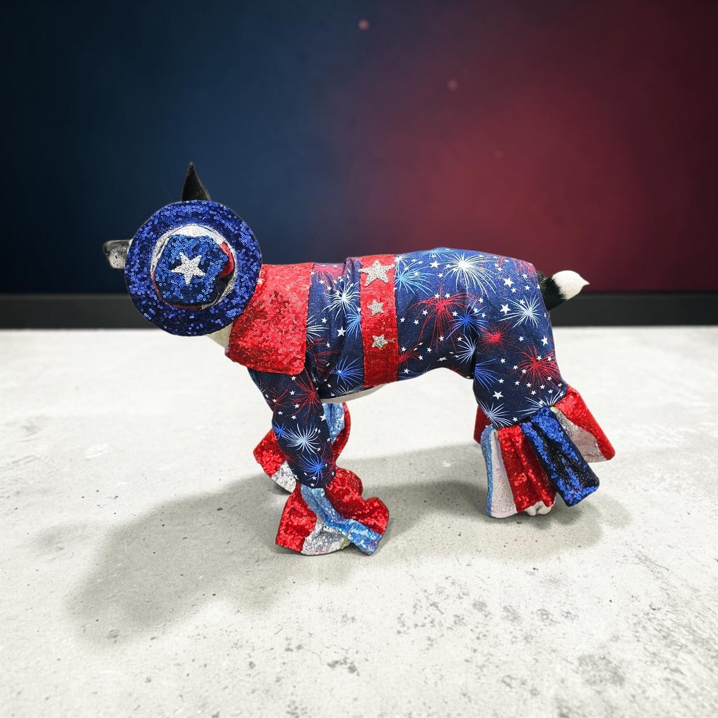 July 4th pet costume, Red, white, and blue pet costume, July 4th pet suit
