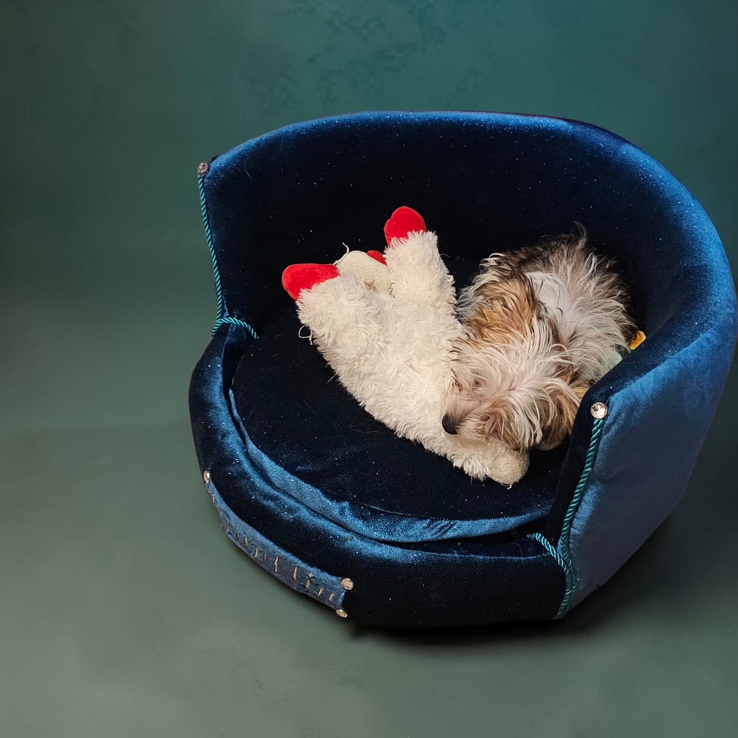 Personalized embroidered glitter round pet bed, custom dog bed
