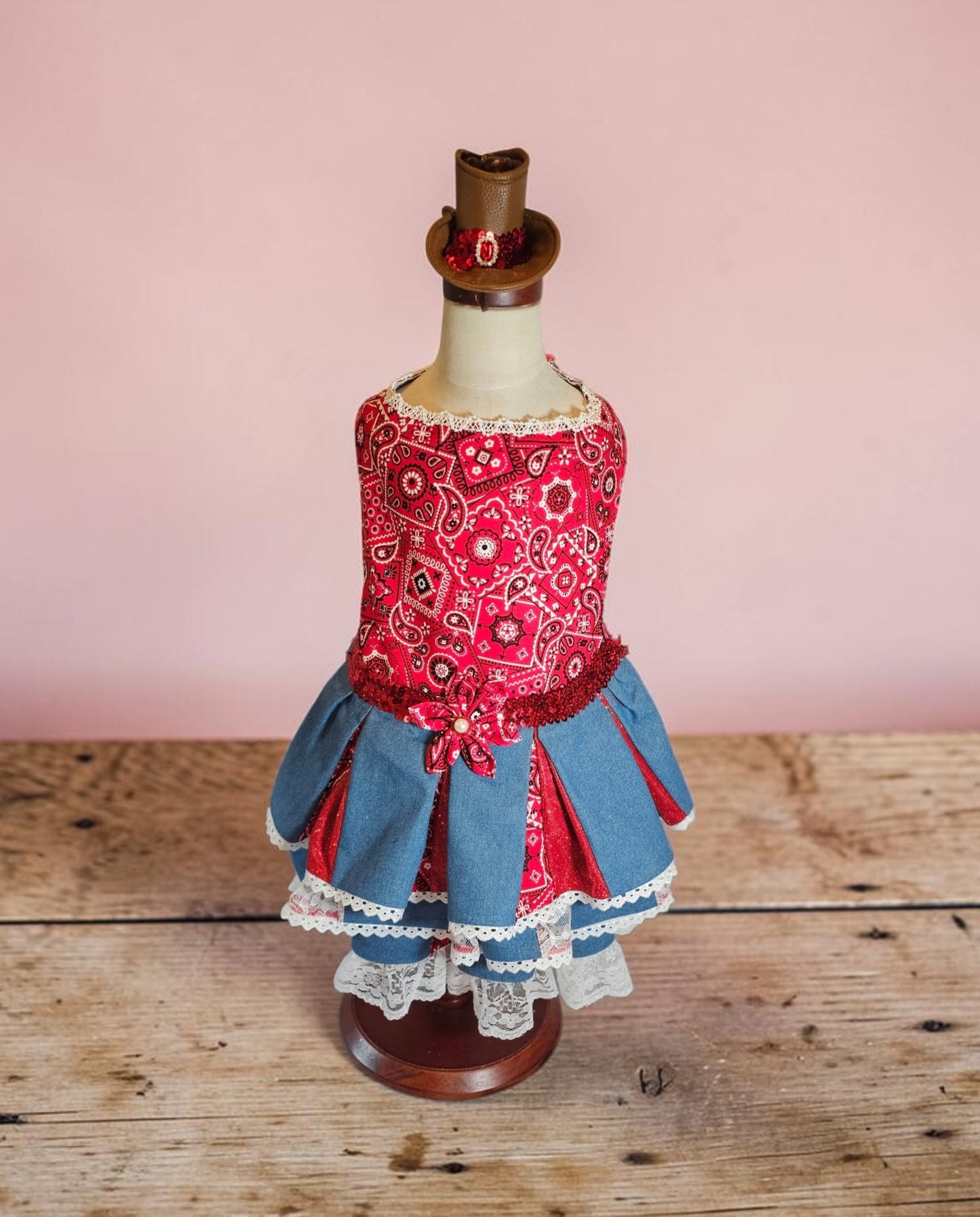Western cowgirl pet dress, western cowgirl dog dress, western cowgirl cat costume