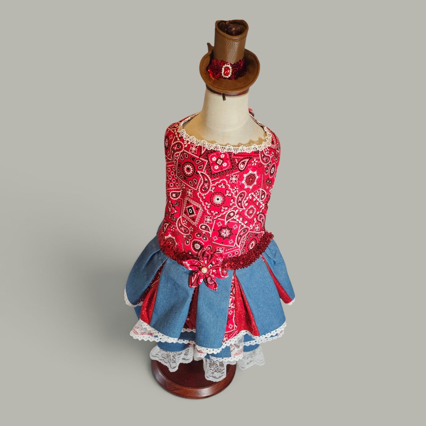 Western cowgirl pet dress, western cowgirl dog dress, western cowgirl cat costume