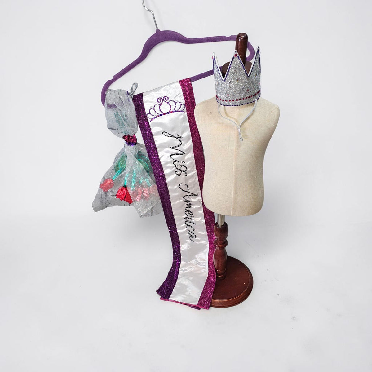 Miss America Pet crown, flowers and sash, dog pageant queen
