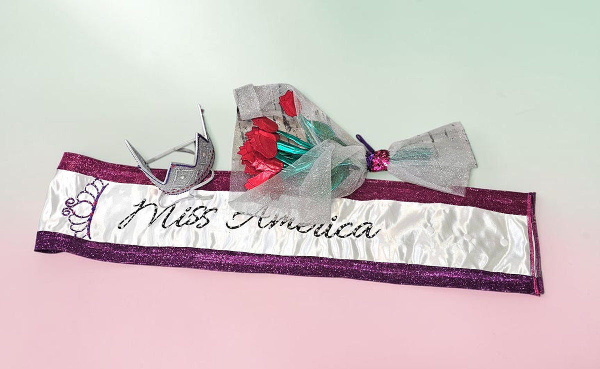Miss America Pet crown, flowers and sash, dog pageant queen