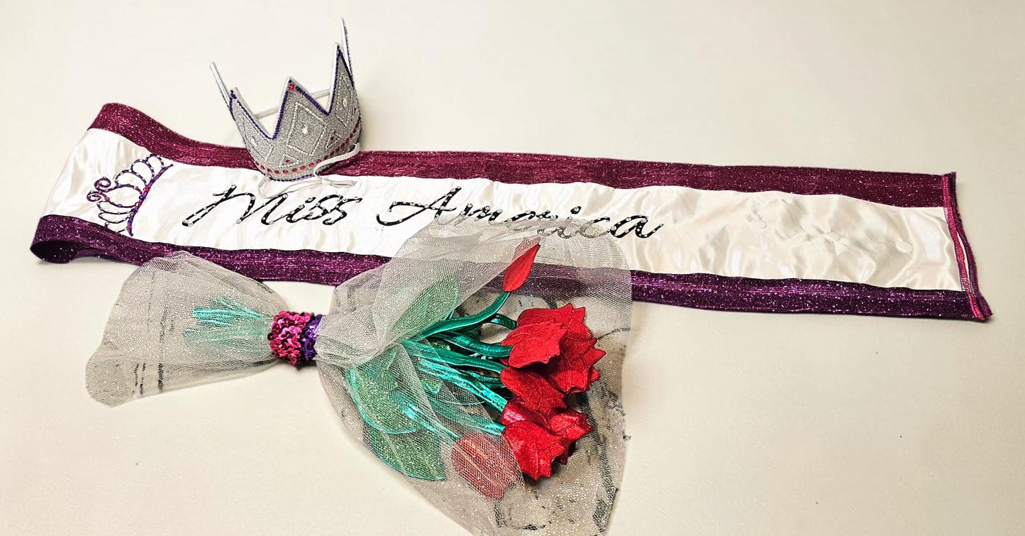 Miss America Pet crown, flowers and sash, dog pageant queen