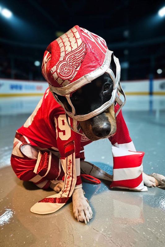 Custom Hockey team pet costume, hockey pet costume, red wing pet costume