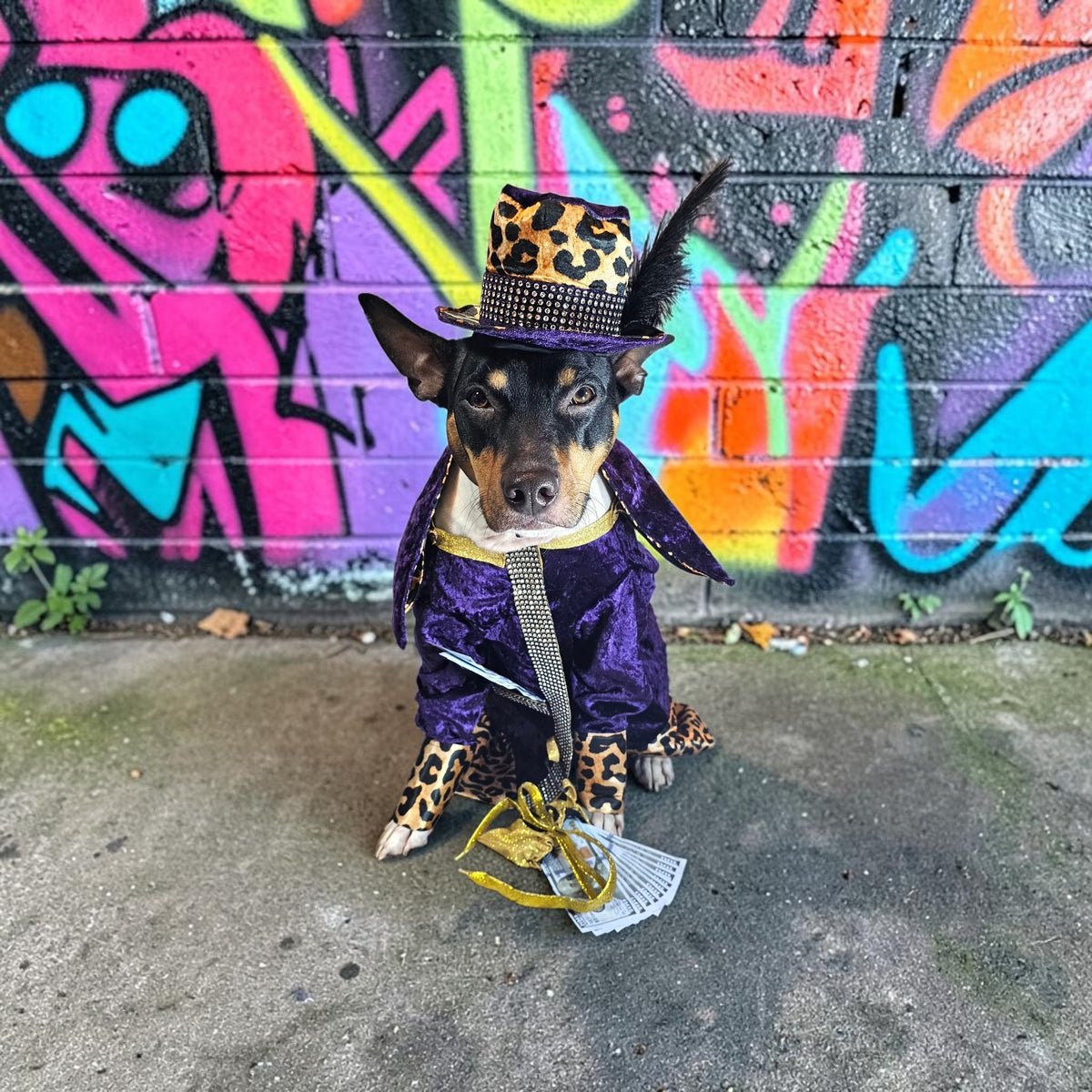 Pimp pet costume, pimp dog costume, gangster pet costume, gangster dog suit
